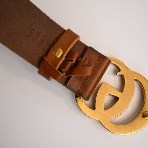 Gucci GG Marmont Wide Belt in Brown Leather with Gold Logo Hardware - Picture 6 of 8